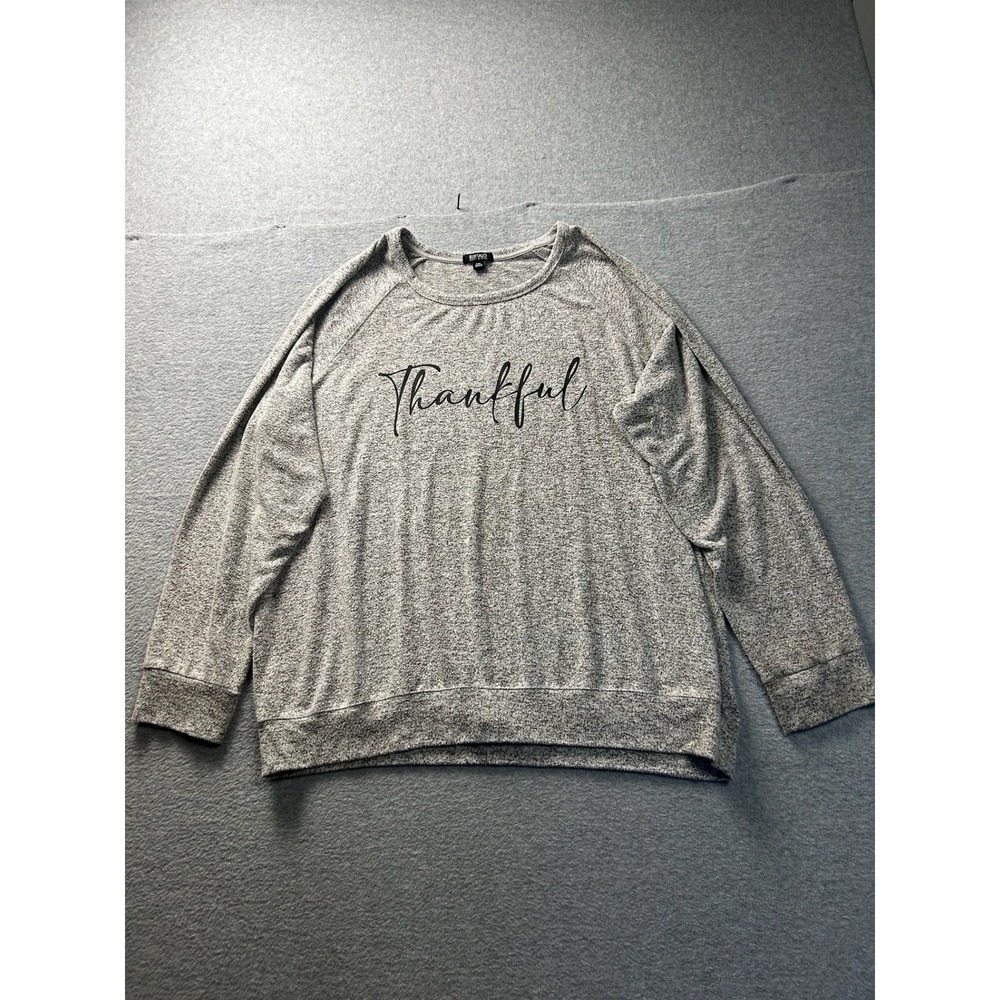 Buffalo David Bitton Womens XXL Gray Thankful Graphic Raglan Long Sleeve Top